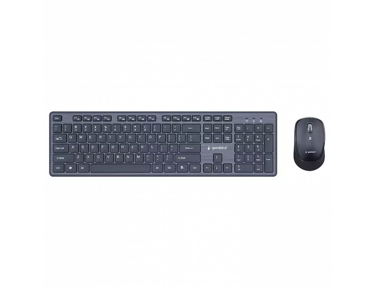 Gembird draadloze toetsenbord- en muisset, zwart, US-indeling (KBS-WCH-04)